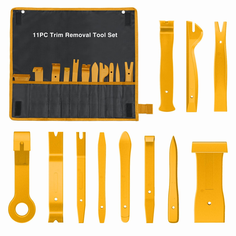 Gooacc 11Pcs Auto Trim Removal Tool Kit No-Scratch Tool Kit For Car Audio Dash Window Molding Fastener Remover Tool Kit- Yellow 840323915144