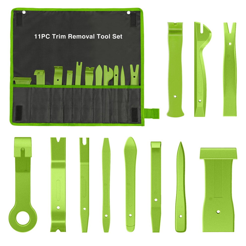 Gooacc 11Pcs Auto Trim Removal Tool Kit No-Scratch Tool Kit For Car Audio Dash Window Molding Fastener Remover Tool Kit- Green 840323915151
