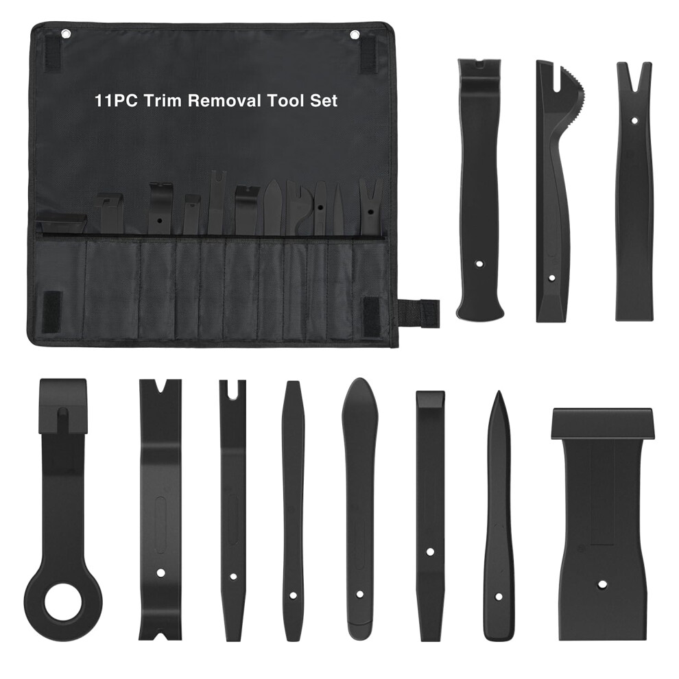 Gooacc 11Pcs Auto Trim Removal Tool Kit No-Scratch Pry Tool Kit For Car Audio Dash Door Panel Window Molding Fastener Remover Tool Kit- Black 840323915137