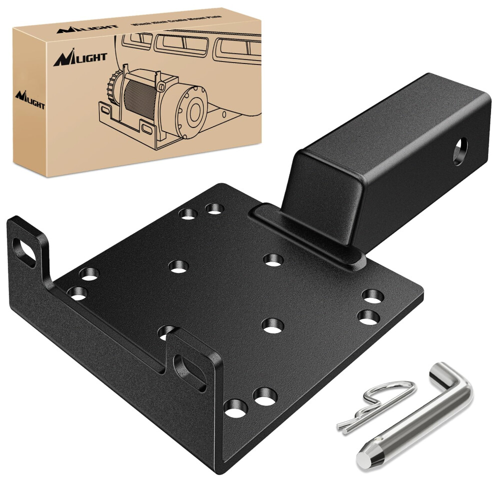 Nilight Universal Trailer Hitch Winch Mounting Plate With 2'' Receiver Hitch Winch Bracket Winch Mounting Heavy Duty Steel 3600Lbs For Atv Utv Su 840323915496