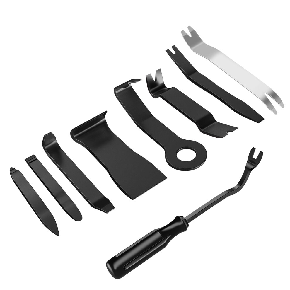 Gooacc 9Pcs Auto Trim Removal Tool Kit No-Scratch Tool Kit For Car Audio Dash Window Molding Fastener Remover Tool Kit- Black 840323915304