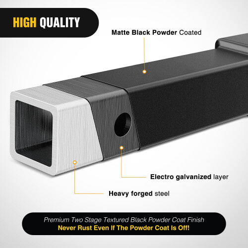 Extensor de engate de trailer Nilight Comprimento de extenso de 12 polegadas se encaixa para tubo receptor de 2 polegadas com porca de flange de 2