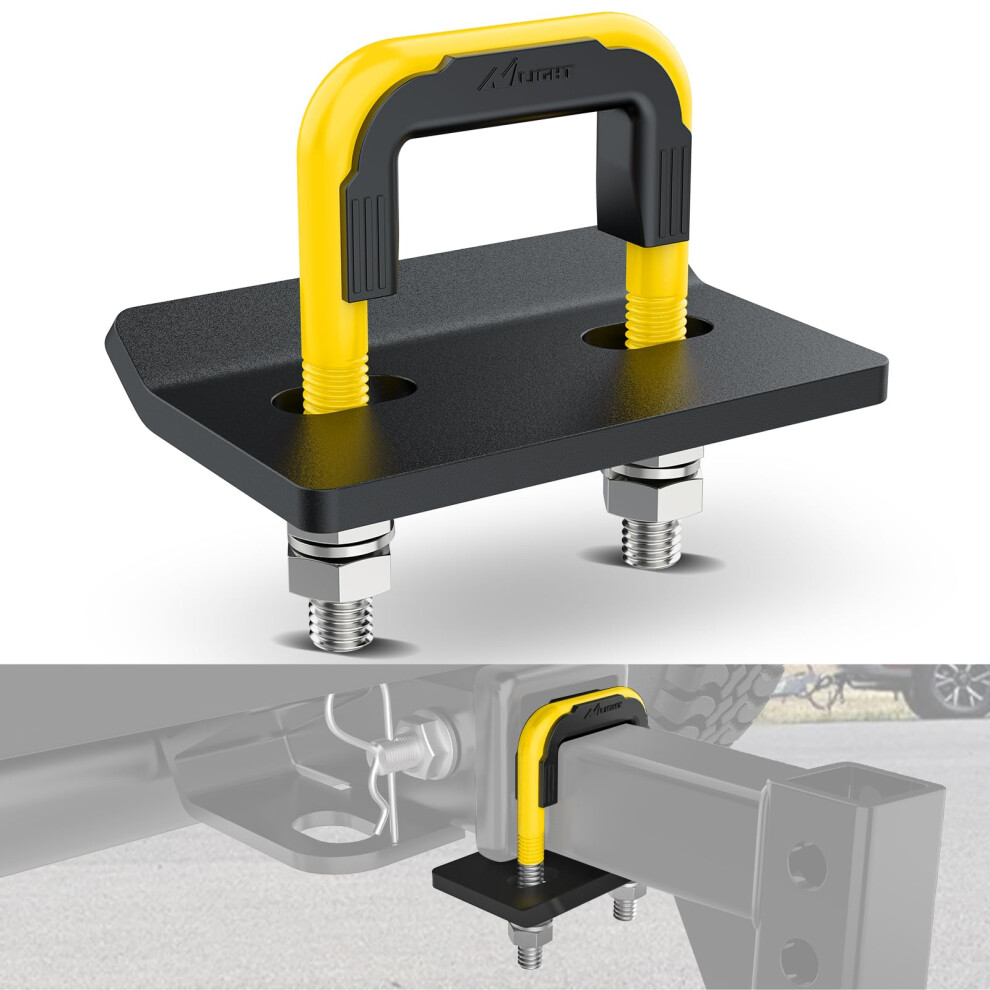 Nilight Trailer Hitch Tightener For 2 Inch Trailers Hitches Mount Anti Rattle Heavy Duty Steel With Rubber Cover U Bolt Matte Plate Yellow/Black 840323931663