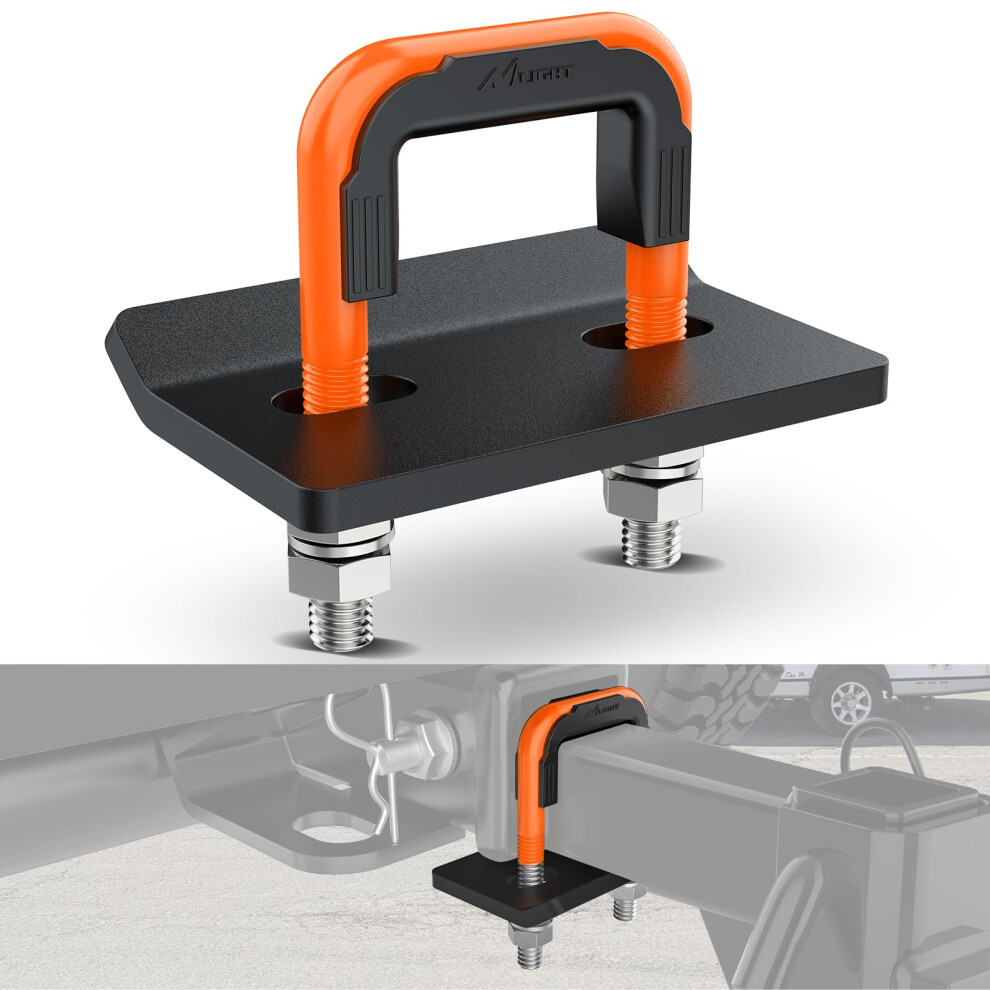 Nilight Trailer Hitch Tightener For 2 Inch Trailers Hitches Mount Anti Rattle Heavy Duty Steel With Rubber Cover U Bolt Matte Plate Orange/Black