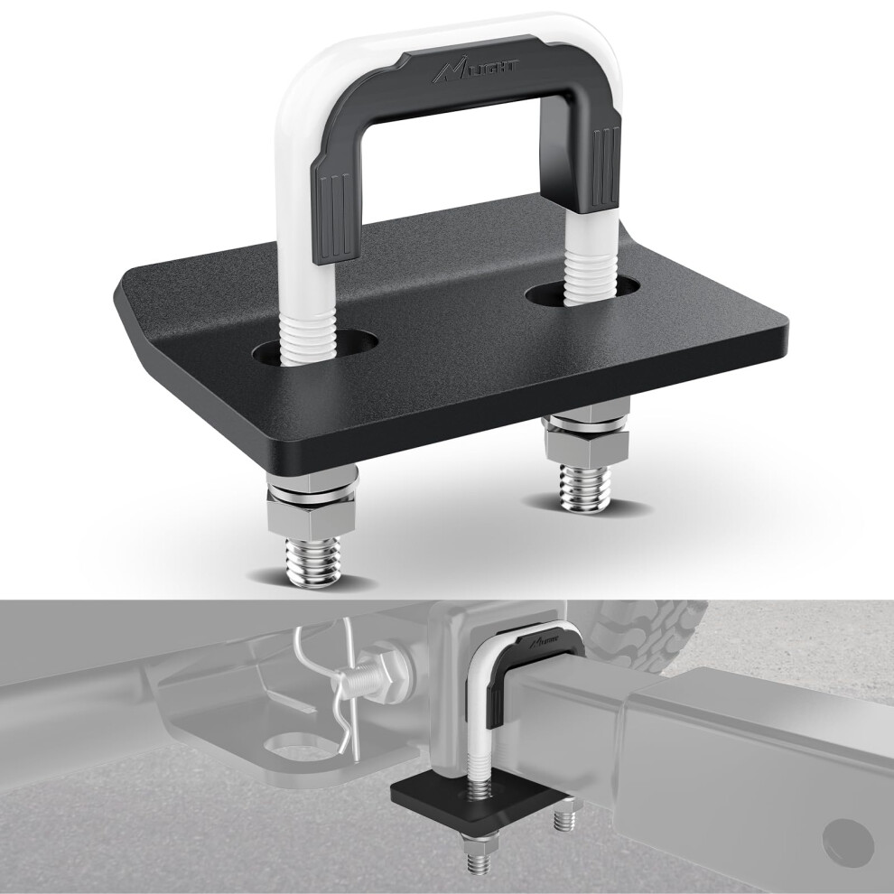 Nilight White/Black Trailer Hitch Tightener For 2 Inch Trailers Hitches Mount Anti Rattle Heavy Duty Steel With Rubber Cover U Bolt Matte Plate E