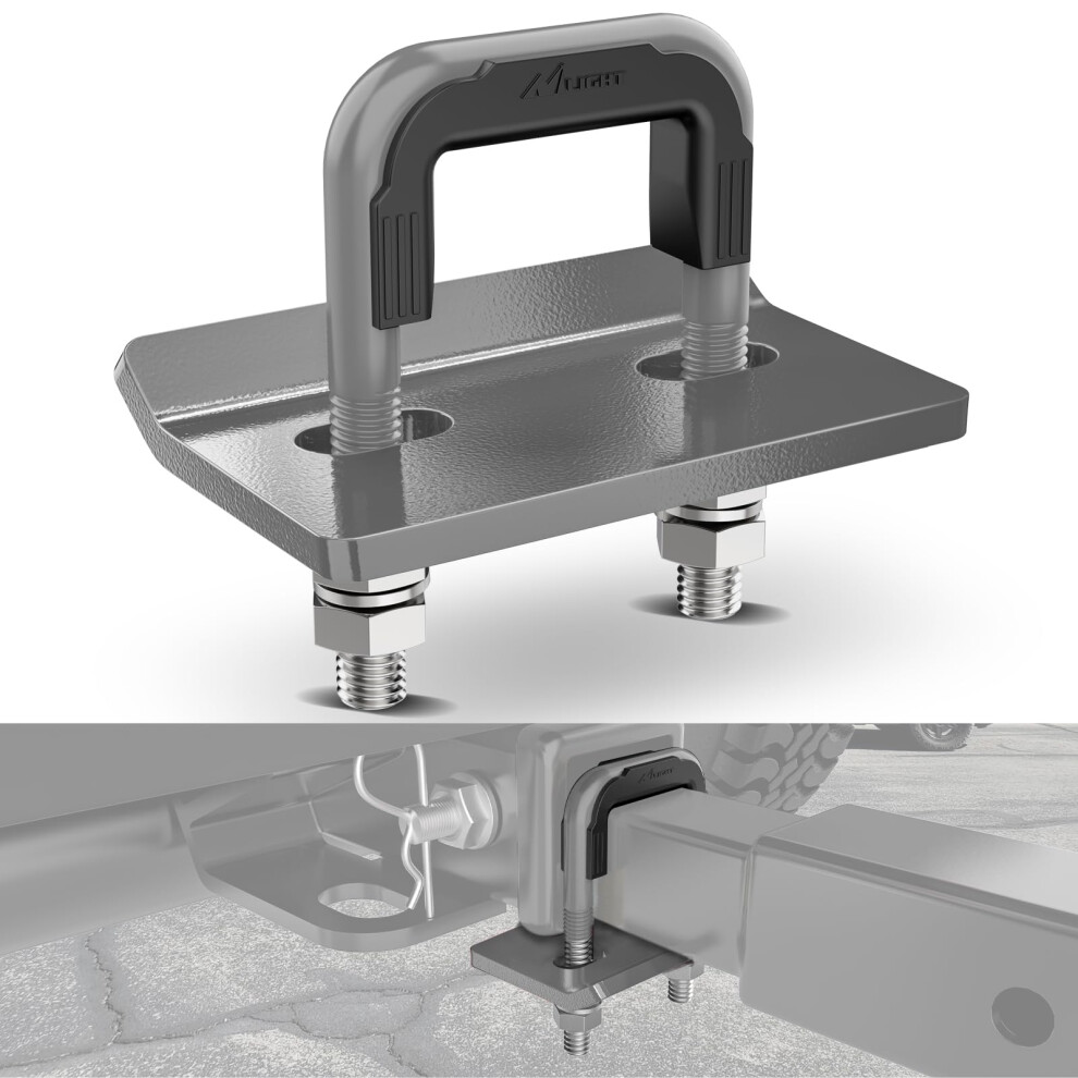 Nilight Trailer Hitch Tightener For 2 Inch Trailers Hitches Mount Anti Rattle Heavy Duty Steel With Rubber Cover U Bolt Glossy Coating Plate Grey 840323931779