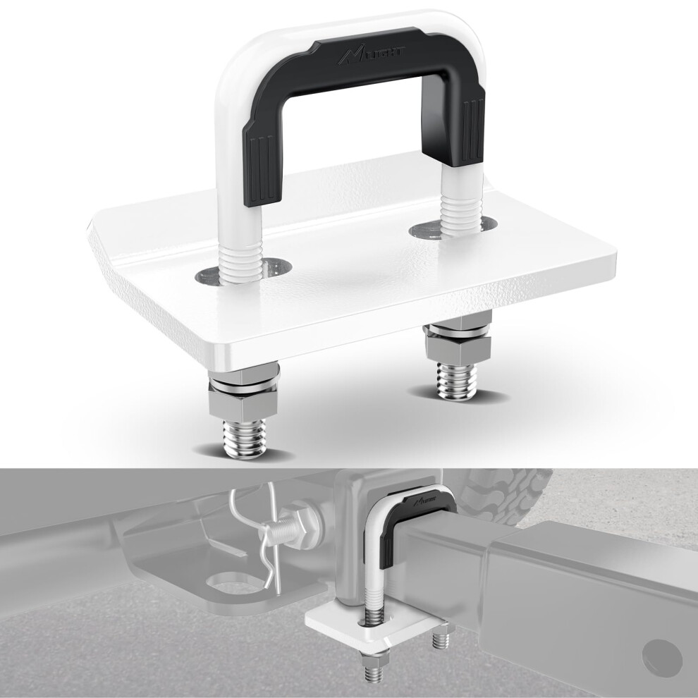 Nilight Trailer Hitch Tightener For 2 Inch Trailers Hitches Mount Anti Rattle Heavy Duty Steel With Rubber Cover U Bolt Glossy Coating Plat White 840323931786