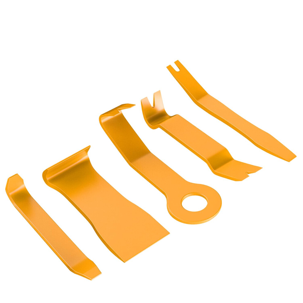 Gooacc 5Pcs Auto Trim Removal Tool Kit No-Scratch Tool Kit For Car Audio Dash Window Molding Fastener Remover Tool Kit- Yellow 840323915250