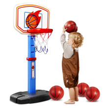 JOYIN Toddler Basketball Arcade Game Set  Adjustable Basketball Goal with 4 Balls for Kids Indoor Outdoor Play  Carnival Games  Christmas Birthda
