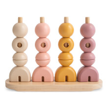 Mushie Wooden Multi Shape Stacker | per bambini 3 anni+ | Preschool Educational & Toddler Montessori Toys (Sunrise)