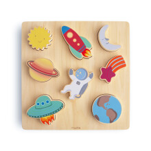 Mushie Wooden Space Puzzle | per bambini 3 anni+ | Preschool Educational & Toddler Montessori Toys (6 PC)