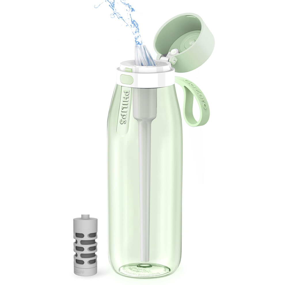 PHILIPS Filtered Water Bottle  BPA-Free Tritan Plastic Water Bottles  Replaces 450 Plastic Water Bottle with Reusable GoZero Everyday Water Filte