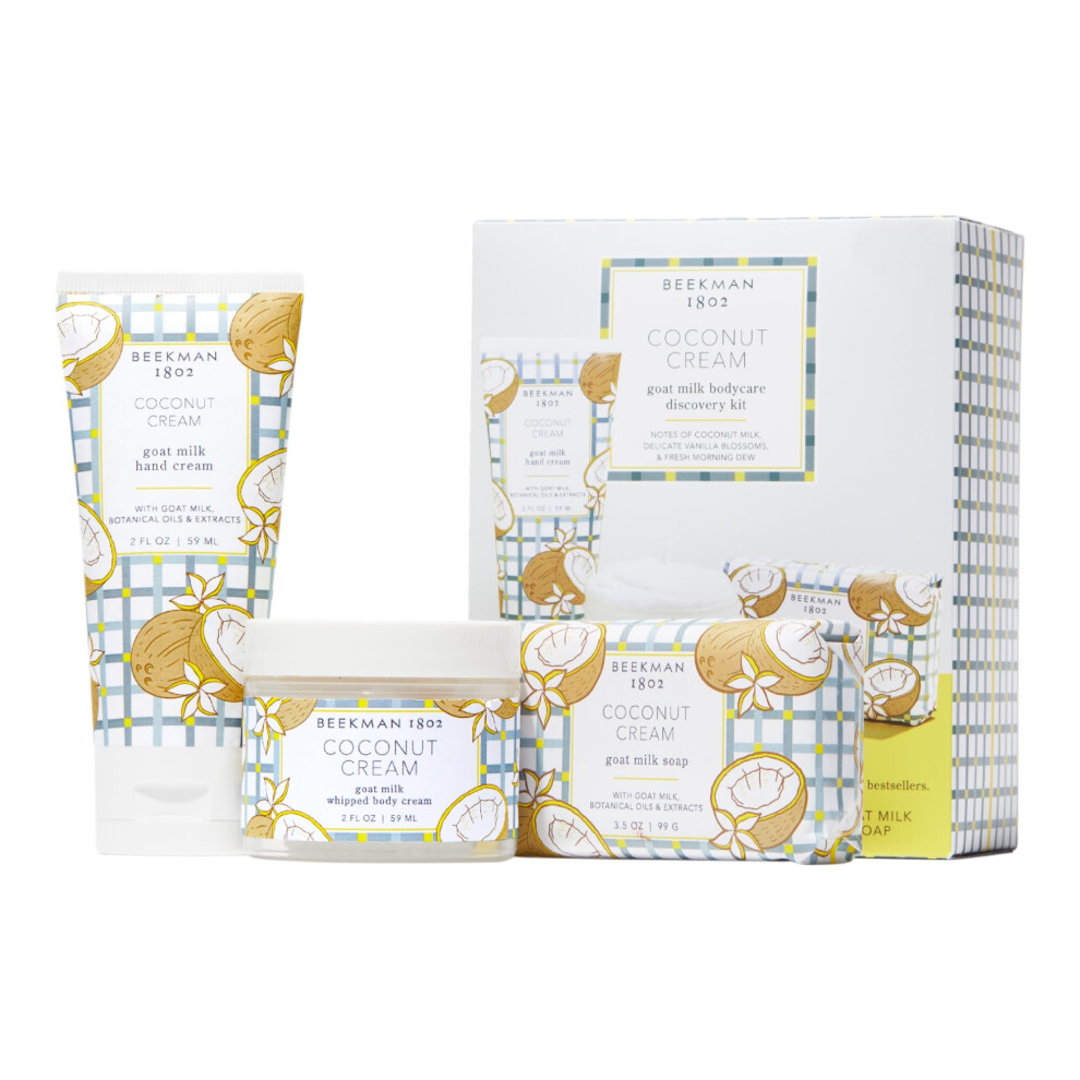 Photos - Shower Gel Beekman 1802 Coconut Cream Goat Milk Bodycare Discovery Kit - 3 Pieces - Scented - Cleanses Nourishes & Hydrates - With Lact