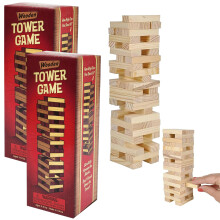 Wooden Blocks Stacking Tumbling Tower Game, Pull, and Tumble Blocks, Sensory Learning, Game Night, 6" Inches (2-Pack)