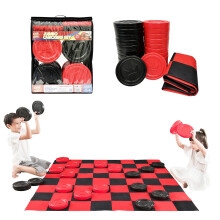 GRIP KIDS Jumbo Checkers Set with Storage Bag - 58 inch mat - Outdoor & Indoor Play Toys Backyard Board Games Kids Activities Family Party Bir