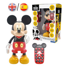 LEXiBOOK - Disney - Bilingvní Mickey Robot - Angličtina/Španělština, 100 vzdělávacích kvízů, Tanec, černá/červená