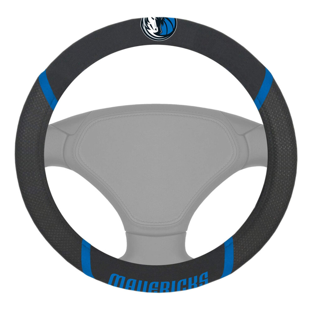 Fanmats 14852 Dallas Mavericks Embroidered Steering Wheel Cover 15"""" X 15"""" Black 842989048525