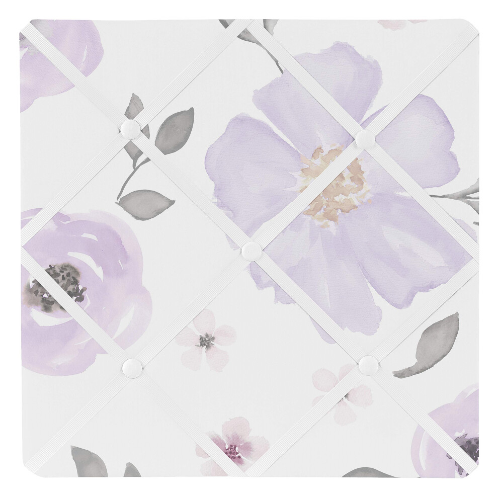Sweet Jojo Designs Lavender Purple Pink Grey and White Fabric Memory Memo Photo Bulletin Board for Watercolor Floral Collection - Rose Flower-image-OPC-PDPCGSP-NEW