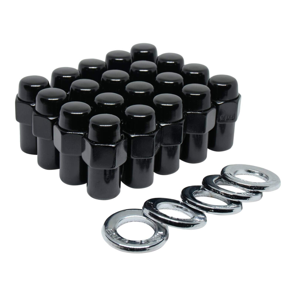 Cragar Standard Mag Lug Nut 7/16""""-20 Black with Chrome Center Washer Set of 24 Pcs-image-OPC-PHRFZK8-NEW