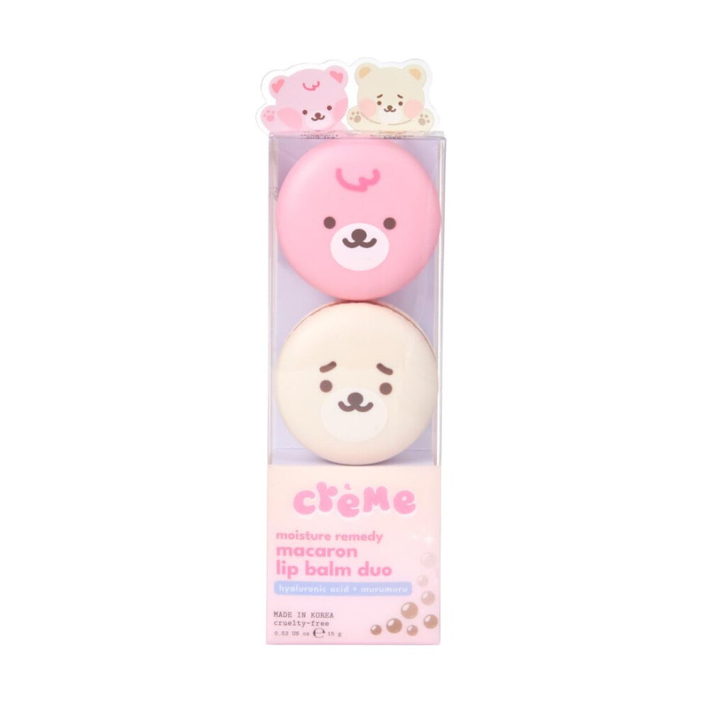 The Crme Shop Boba Bears Moisturizing Macaron Lip Balm Duo | Korean Lip Balm With Hyaluronic Acid And Murumuru Butter | Stocking Stuffers (Pack O