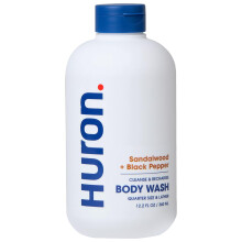 Huron Mens Moisturizing Body Wash Sauberer und holziger Duft von Sandelholz, schwarzem Pfeffer, Zedernholz und Amber Hergestellt mit Kokosnussl,