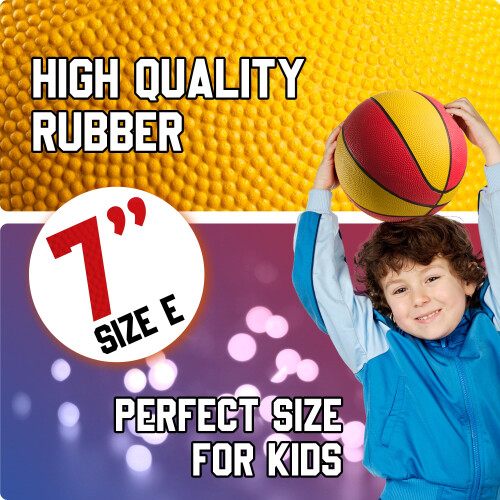 Bedwina Mini bolas de basquete com bomba 7 polegadas tamanho 3 pacote de 4 - basquete de borracha conjunto de basquete interno de cores sortidas 1