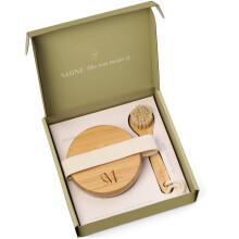 CSM Dry Brushing Body Brush Set- Natural Bristle Body Brush Exfoliating Face Brush for Soft Skin: Kit contains 1 Dry Brush for Face + 1 Body Bru