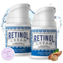 LilyAna Naturals Retinol Cream - Anti-aging vochtinbrengende crme voor gezicht en hals Gemaakt in de VS Rimpelvermindering - 1,7 oz 2-pack