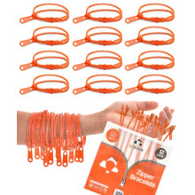 UpBrands 12-Pack Orange 7-Inch Zipper Bracelets - Spooky and Fun Fidget Party Favors for Halloween Bulk Sensory Toys for Kids and Festive Acces