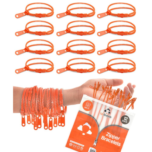 Pulseiras com zper laranja de 7 polegadas da UpBrands com 12 pacotes  lembrancinhas assustadoras e divertidas para festas de Halloween, brinque