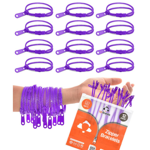 Pulseiras com zper de 7 polegadas roxas de 12 pacotes da UpBrands  lembrancinhas de festa Fidget para crianas, brinquedos de ansiedade em mass