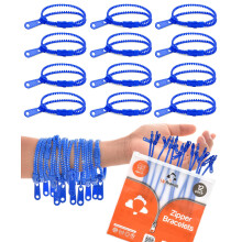 UpBrands 12-Pack Blue 7-Inch Zipper Bracelets - Ocean-Inspired Fidget Party Favors for World Oceans Day Bulk Sensory Toys and Peaceful Accessor