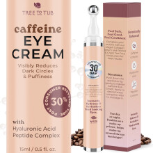 Tree to Tub Caffeine Eye Cream - Hydrating & Firming Under Eye Cream for Dark Circles Eye Roller for Puffy Eyes Reduces the Look of Puffiness a