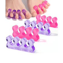 DR. JK- Toe Separators for Pedicure 2 Pairs Purple & Pink Toe Separators for Women Pedicure Toe Spreaders for Women Gel Toe Spacers for Pedi