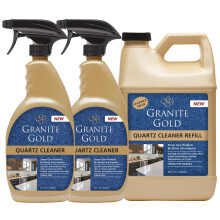Granite Gold Quartz Cleaner Spray for Caesarstone Cambria Silestone and All Other Quartz Countertop Surfaces 64 Fluid Ounces and 2 x 24 Fluid