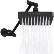 SparkPod Square Rain Shower Head with Extension Arm - Height Adjustable Shower Head with High Pressure Performance - Easy 1-Minute Installation (
