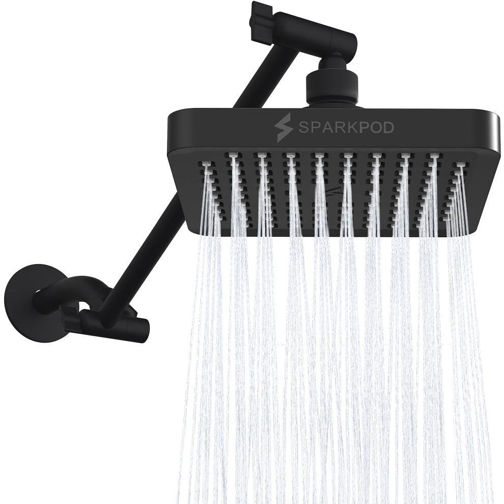 Sparkpod Square Rain Shower Head With Extension Arm - Height Adjustable Shower Head With High Pressure Performance - Easy 1-Minute Installation ( 850045398620