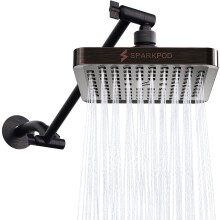 SparkPod Square Rain Shower Head with Extension Arm - Height Adjustable Shower Head with High Pressure Performance - Easy 1-Minute Installation (