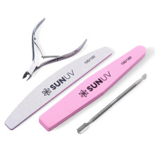 SUNUV 4PCS Klete na kuicku Zatlacovac kuicky s pilnkem na nehty a sadou pufru na nehty Profesionln nerezov ocel Odoln pedikra Manikra Nstr