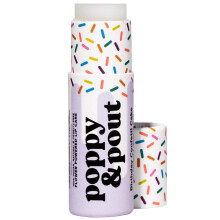 Poppy & Pout Birthday Cake Jumbo Lip Balm | Vechny prrodn balzmy na rty a hydratacn krmy | Hydratuje s organickm kokosovm olejem s vitamnem