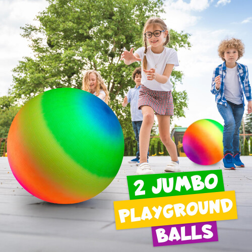 Bolas de playground de borracha de 18 polegadas para crianas - (2 pacotes) Bola gigante arco-ris inflvel para jogar Bola grande para bolas sal 1
