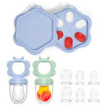 Alimentatore di cibi da frutta per bambini in silicone (pacchetto 2) con stampi per ghiaccioli in vaso di goccette di gocce di gocce di gocce per man