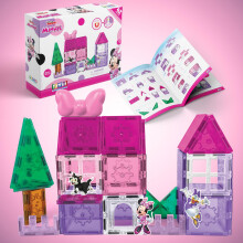 Official Disney Junior Minnie Mouse Magnetic Tile Set - 42-Piece STEAM Toy Featuring Magnetic Minnie Bow, Vibrant Tiles, Reusable Disney Stickers & Mo