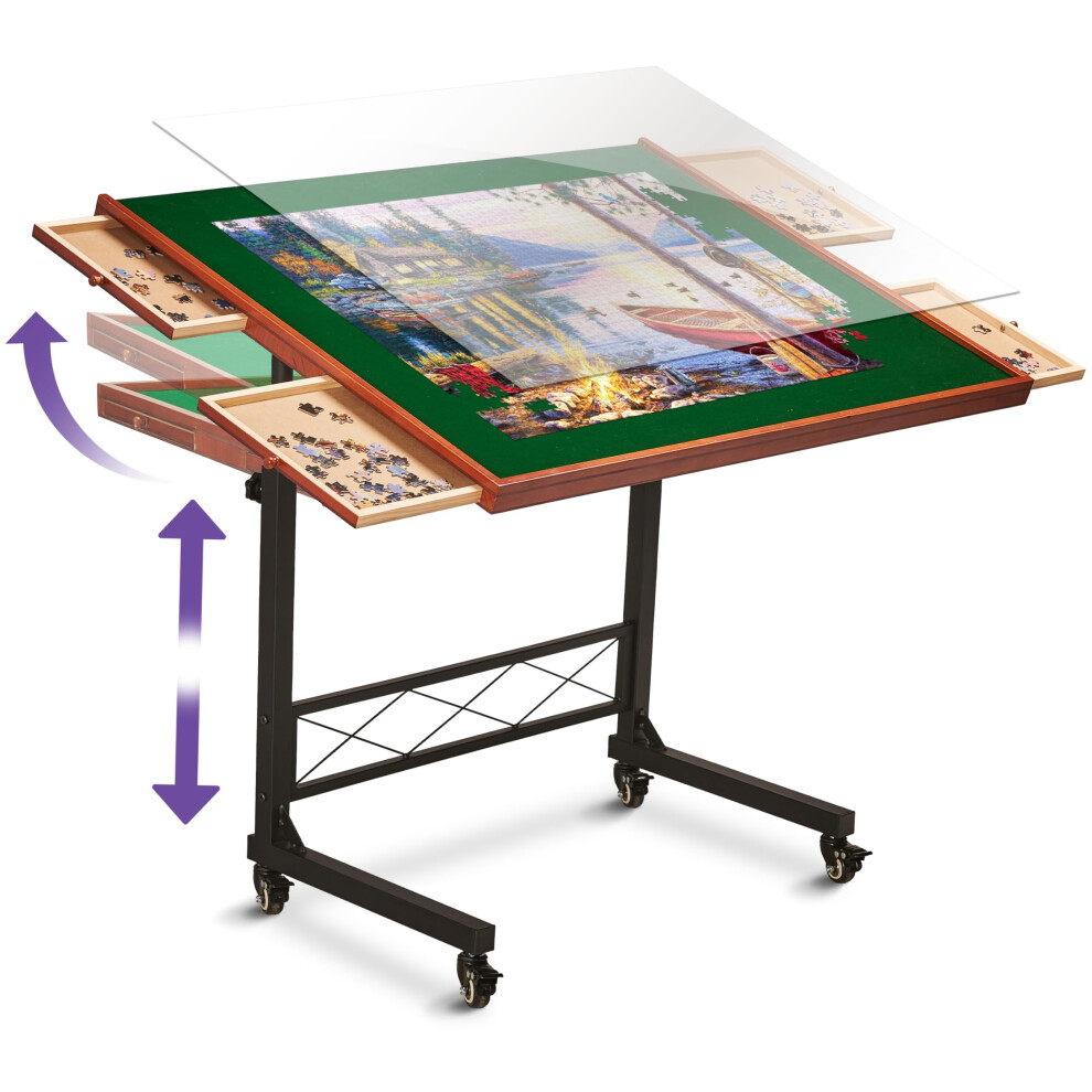 JoyBerri Jigsaw Puzzle Board - with Free Puzzle / 1500 Piece Jigsaw Puzzle Table for Adults and Kids (1500 pc Puzzle Board with Legs)
