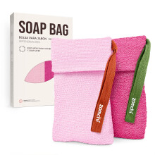 Saper di sapone di sapone Zomchi per sapone da bar con sacchetto di sapone a livello esfoliante per lavaggio del corpo (2 pezzi rosa)