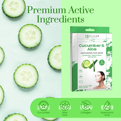 Cucumber e aloe di bellezza e aloe - maschere per pacchetto da 4 pacchetti 2