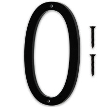 Discovered Designs 5"""" (0) Modern Address House Numbers for Outside - Easy to Install 3D Matte Black Weatherproof No Rust Individual Numbers for