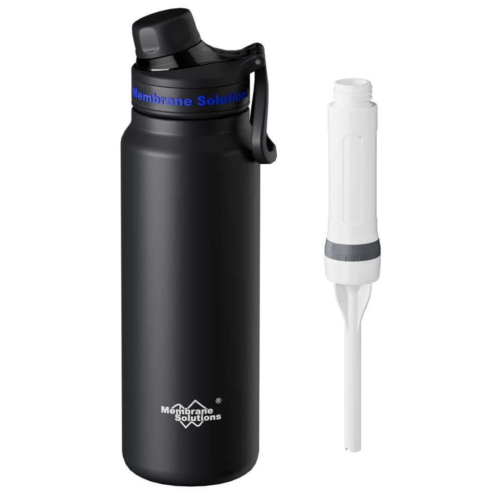 Membrane Solutions C3 Filtered Water Bottle  32oz Stainless Steel Water Bottle with Replaceable ACF+UF Filter Cartridge  Portable Water Filter  T-image-OPC-PHRG52C-NEW