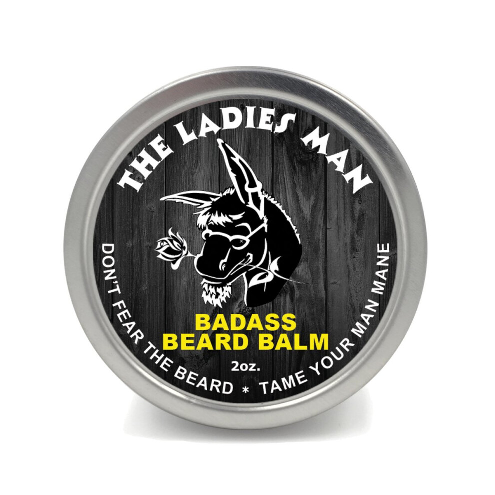 Badass Beard Care Beard Balm - The Ladies Man Scent 2 Ounce - All Natural Ingredients Soften Hair Hydrate Skin to Get Rid of Itch and Dandruff