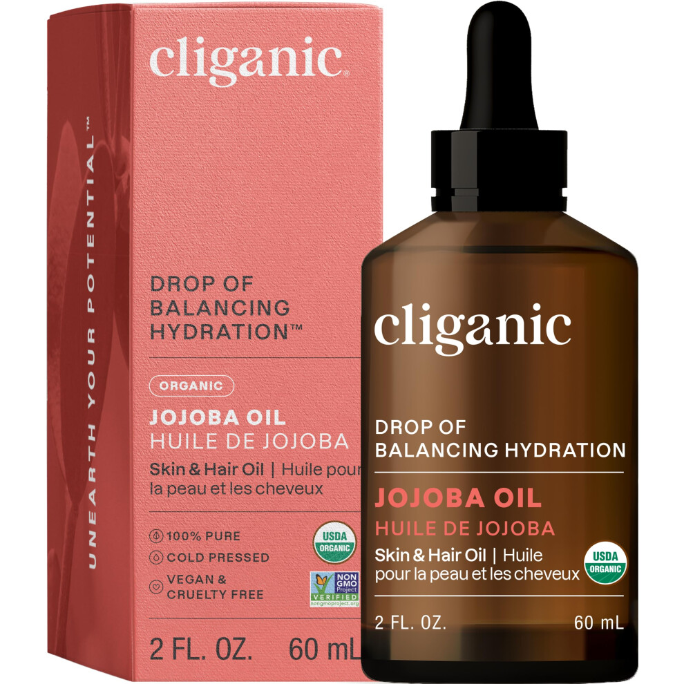 Cliganic Organic Jojoba Oil 32 Oz 100% Pure | Bulk Natural Cold Pressed Unrefined Hexane Free Oil For Hair & Face